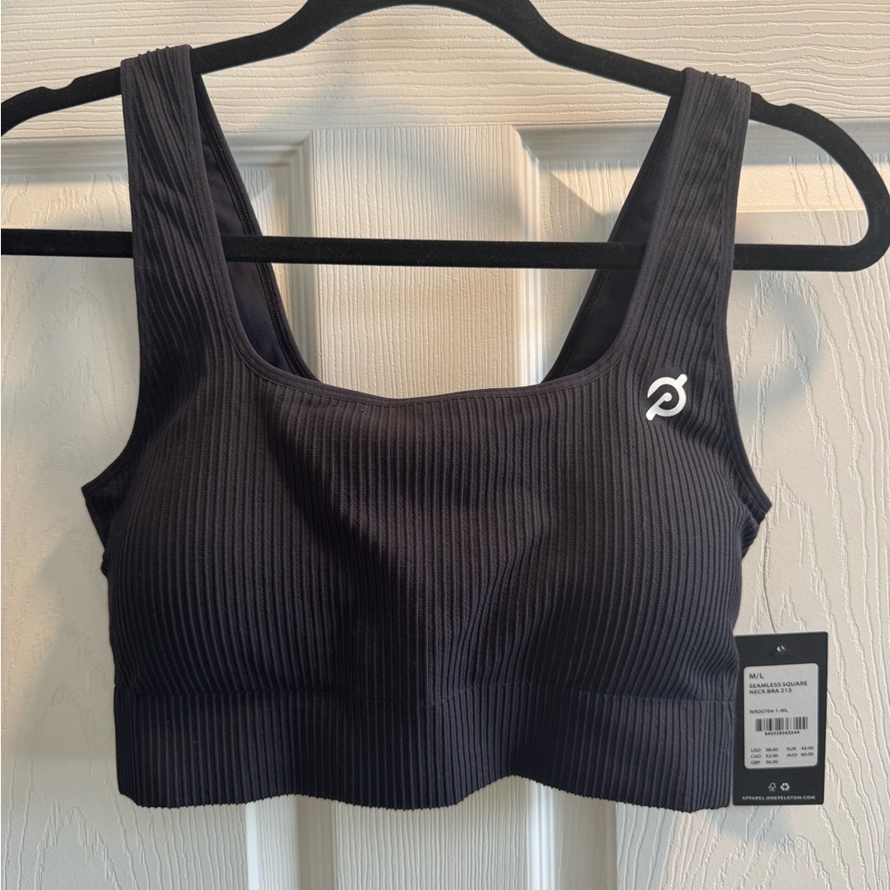 NWT: Peloton Black Athletic Sports Bra with Ribbed Texture
